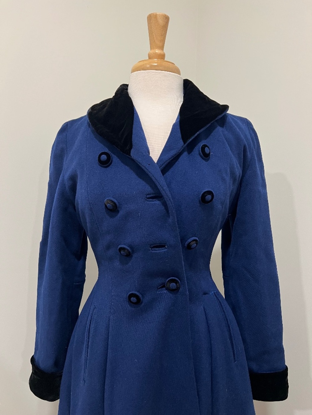 1940s Princess coat in dark blue wool